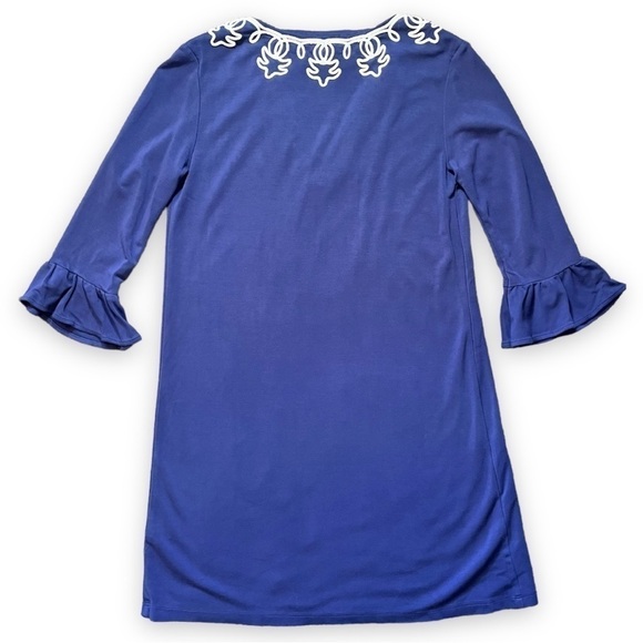 Tori Richards Periwinkle Blue Embroidered Shift Dress sz S - Picture 5 of 11